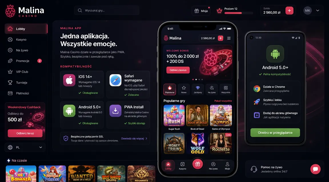 Wymagania dla iOS – Malina Casino app