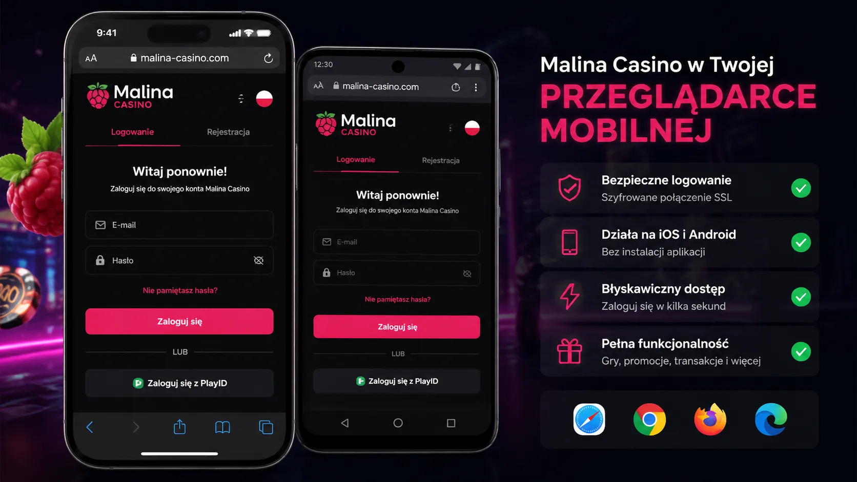 Gry dostępne po zalogowaniu do Malina Casino – Malina Casino login