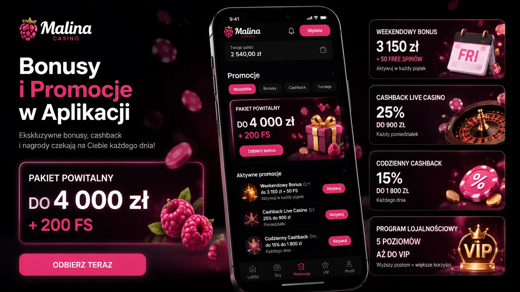 Funkcje Malina Casino mobile – Malina Casino app