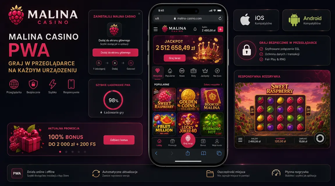 Aplikacja mobilna Malina Casino